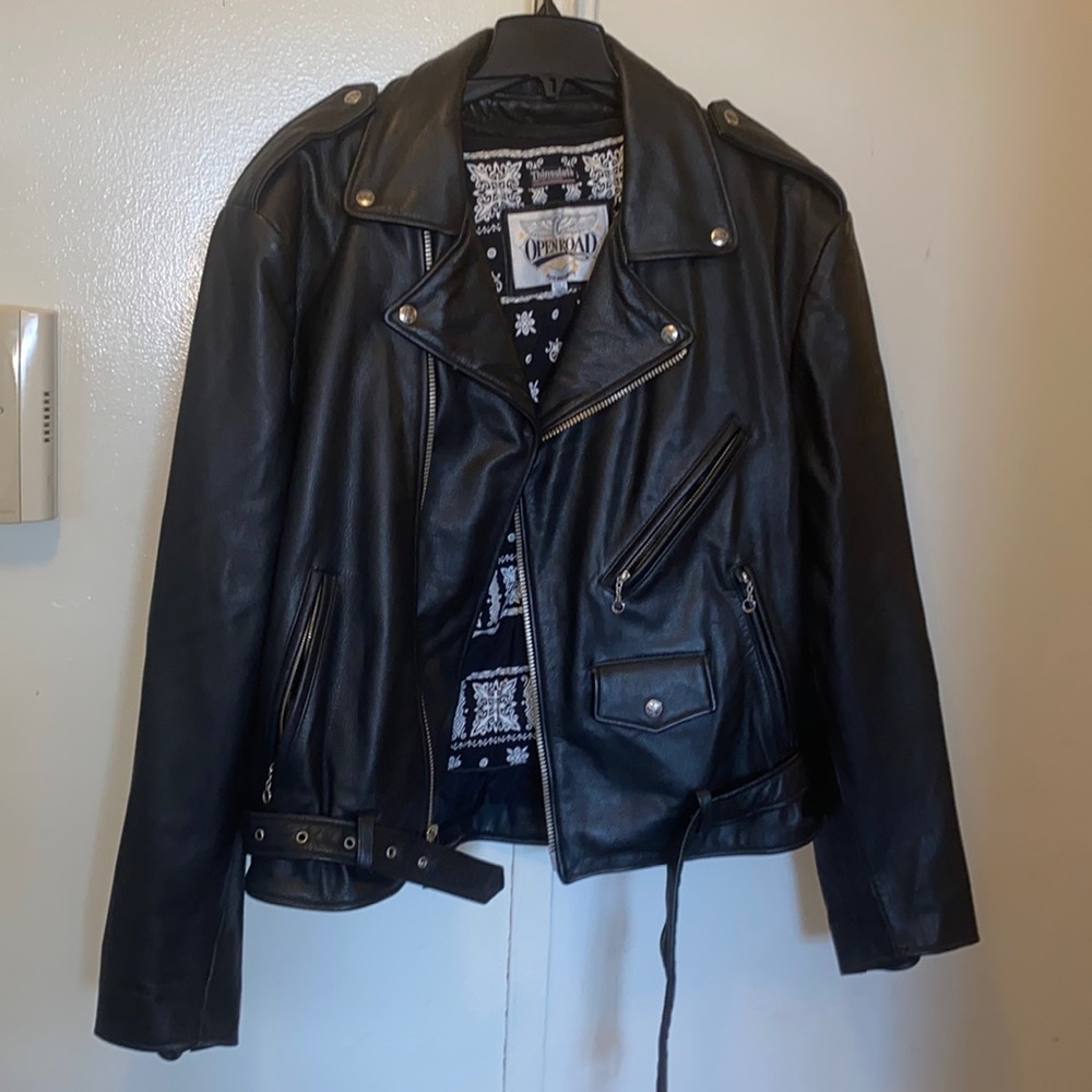 OPENROAD LEATHERS CLASSIC MOTORCYCLE LEATHER JACKET W/ ZIP OUT LINING